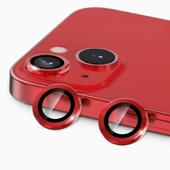 Camera lens tempered glass protector for iPhone 13, Iphone 13 Mini 2 Pack Red - Picture 1 of 6